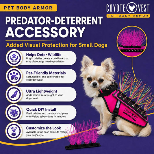 Coyotewhiskers | Protective Nylon Bristles for  or Spikevest Dog Harness | Defends against Coyotes, Dogs, Birds of Prey | Dog Accessories, Made in USA (Fluorescent Orange)