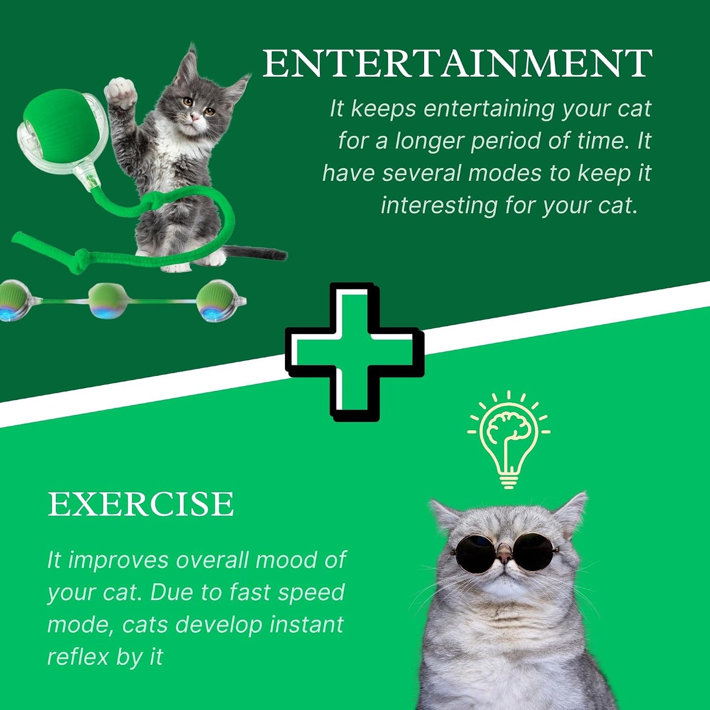 Speedy Tail 2.0 Cat Toy, 360°Automatic Rolling Ball, Smart Interactive Cat Toy, Smart Jumping Ball for Dogs