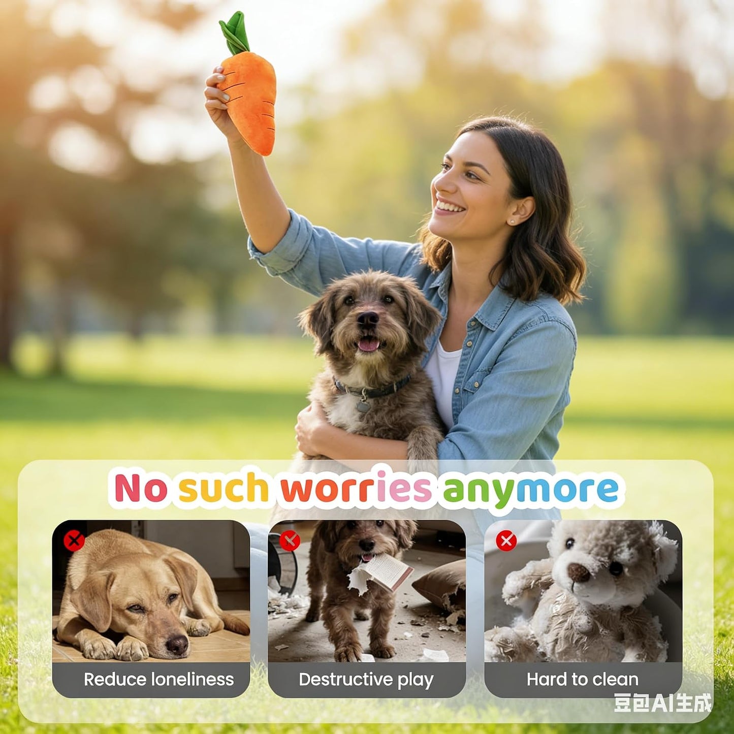 3 PCS Indestructible Squeaky Dog Toy Balls Carrot for Aggressive Chewers Interactive Dog Toys to Keep Them Busy Rubber Chew Toy for Large Medium Breeds Outdoor