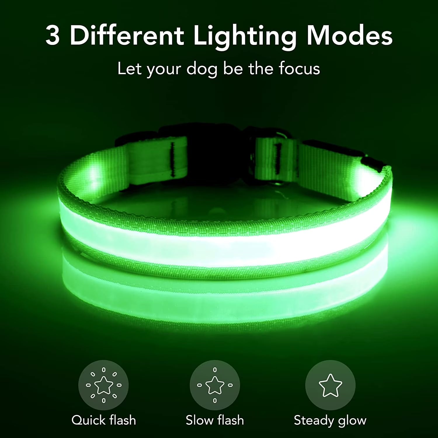 LED Dog Collar USB Rechargeable Waterproof Adjustable Light up Dog Collar Super Bright Safety Light Glowing Collars