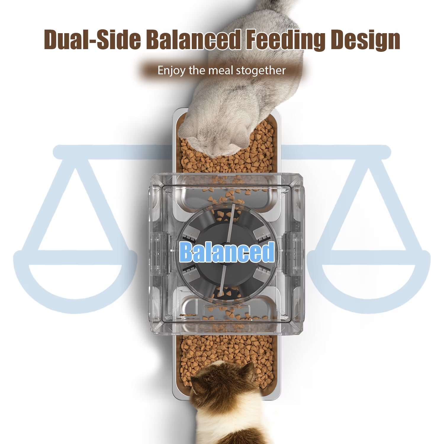 Automatic Cat Feeder, 5L/20 Cup Timed Food Dispenser, Adjustable Height, Voice Call, with 5G Wi-Fi APP Control, 2 Pet Bowls for 2 Cats and Dogs