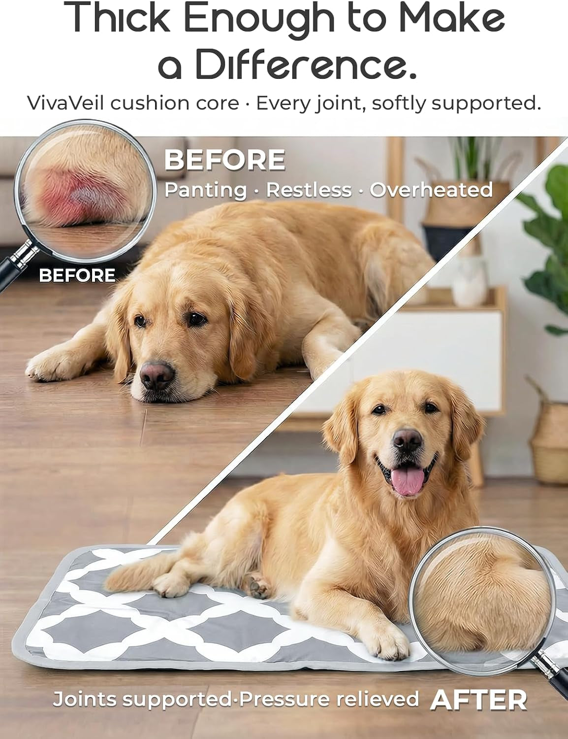 Dog Cooling Mat for Dogs & Cats, Soft Breathable Cooling Pad for Dog Bed, 23"X18" Self Cooling Crate Mat for Dogs, No Gel Washable Non-Slip Pet Cooling Mat Indoor Outdoor, Gray