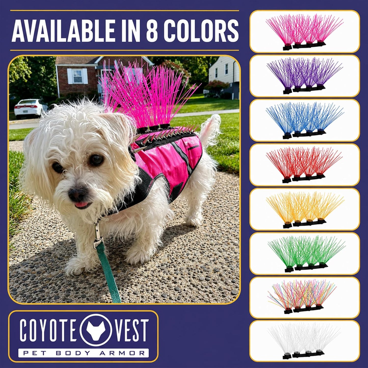 Coyotewhiskers | Protective Nylon Bristles for  or Spikevest Dog Harness | Defends against Coyotes, Dogs, Birds of Prey | Dog Accessories, Made in USA (Fluorescent Orange)