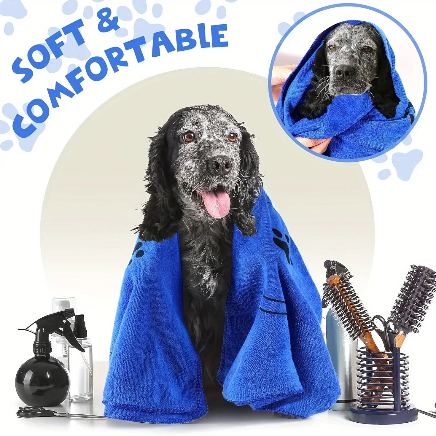 1Pc Quick-Drying Microfiber Dog Towel Absorbent Pet Bath Product Fiber Quick-Drying Bath Towel Car Wiping Cloth Pet Supplies