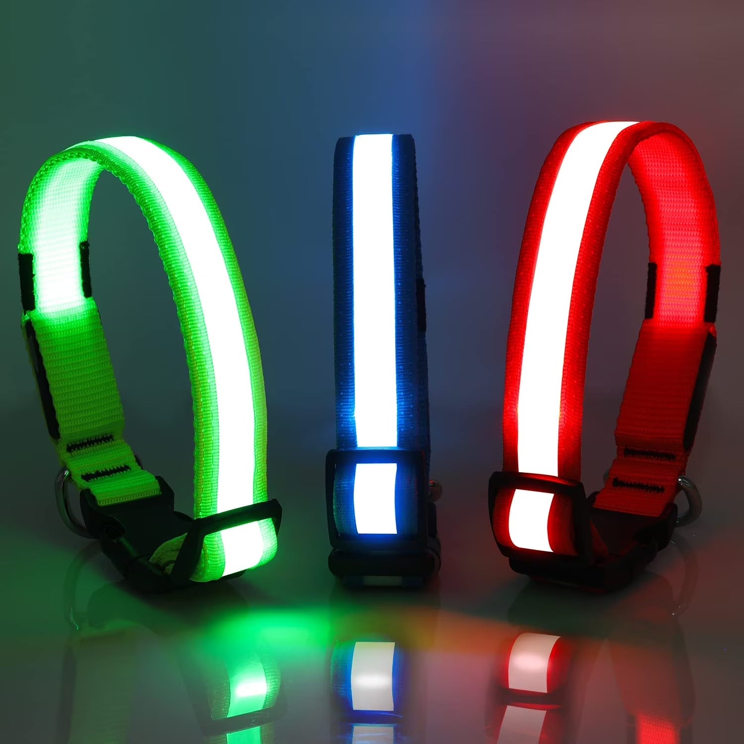 LED Dog Collar USB Rechargeable Waterproof Adjustable Light up Dog Collar Super Bright Safety Light Glowing Collars