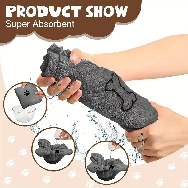 1Pc Quick-Drying Microfiber Dog Towel Absorbent Pet Bath Product Fiber Quick-Drying Bath Towel Car Wiping Cloth Pet Supplies