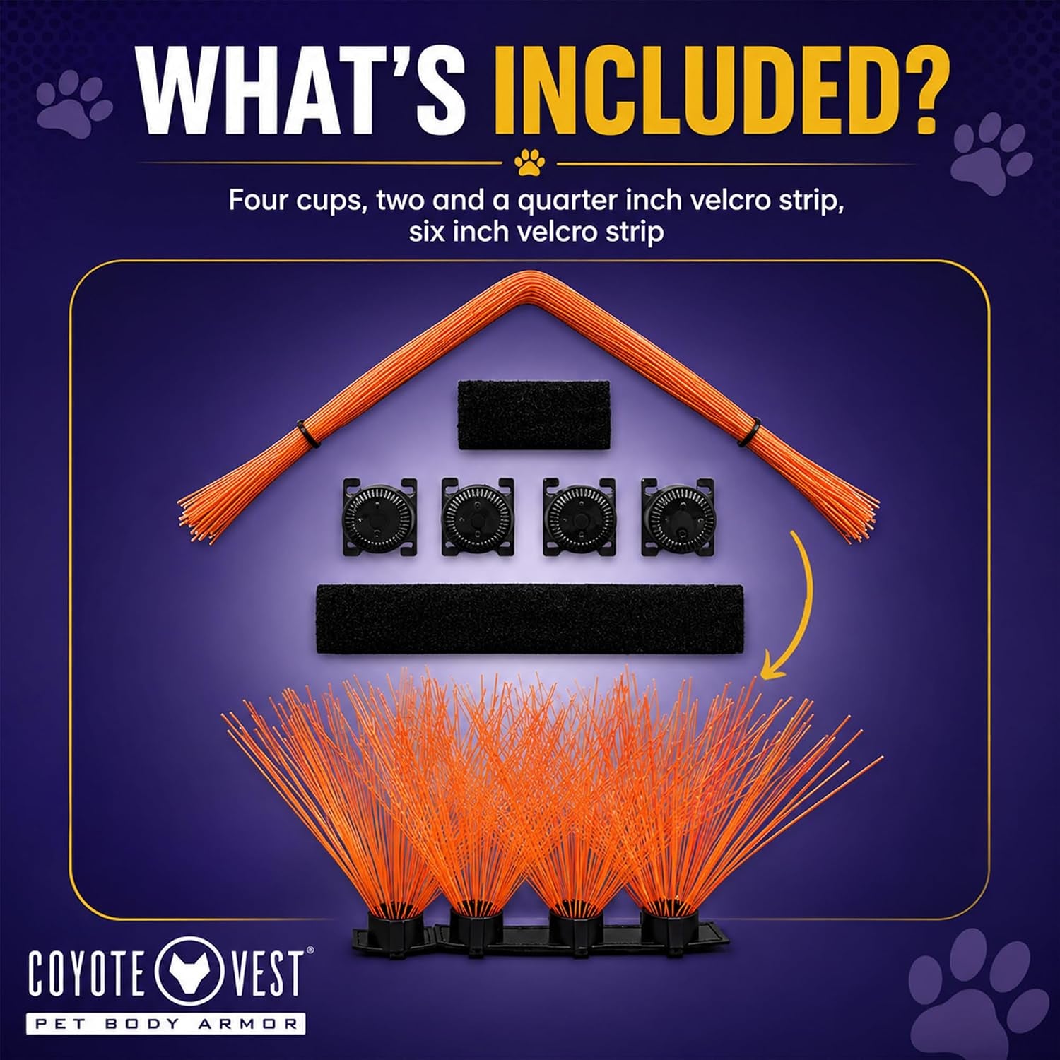 Coyotewhiskers | Protective Nylon Bristles for  or Spikevest Dog Harness | Defends against Coyotes, Dogs, Birds of Prey | Dog Accessories, Made in USA (Fluorescent Orange)
