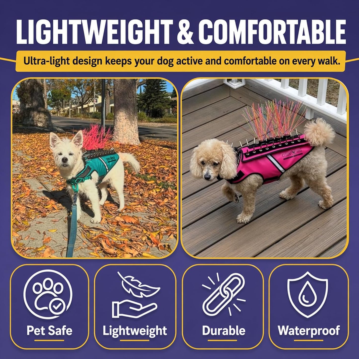 Coyotewhiskers | Protective Nylon Bristles for  or Spikevest Dog Harness | Defends against Coyotes, Dogs, Birds of Prey | Dog Accessories, Made in USA (Fluorescent Orange)